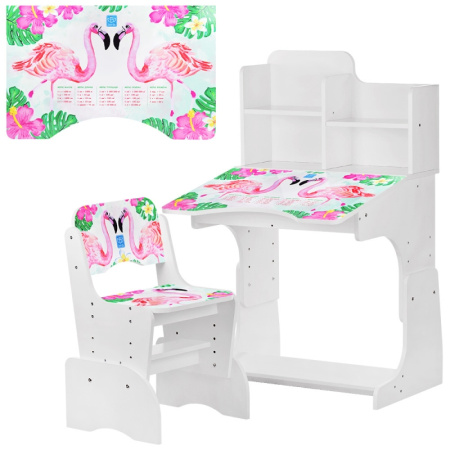 фото Детская парта-растишка Bambi B 2071-41-1 Фламинго со стульчиком (белая)