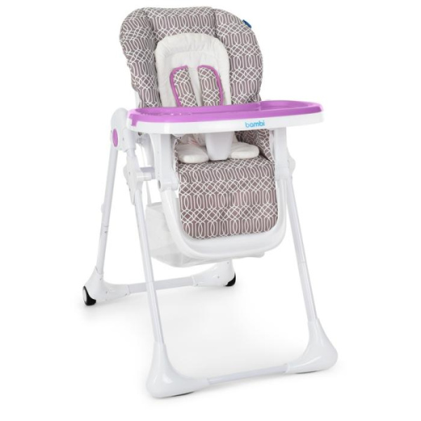 Детский стульчик для кормления Bambi M 3890 Ornament Lavender кожаный (фиолетовый)