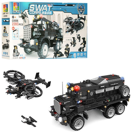фото Детский конструктор Jubilux C0558 спецназ машина вертолет (2393 детали)