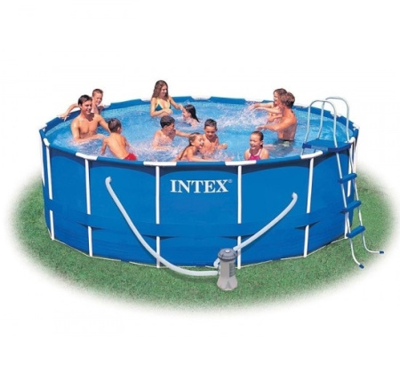 фото С фильтрующим насосом каркасный бассейн Metal Frame Pool Set Intex 56946 (457х122 см)  и аксессуарами