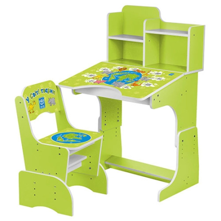 фото Парта Bambi B 2071-6 с полочками (салатовый, животные)