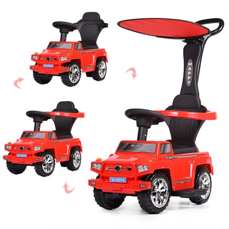 фото Каталка-машинка для детей Range Rover M 3597A-3(2) с родительской ручкой и козырьком (красная)