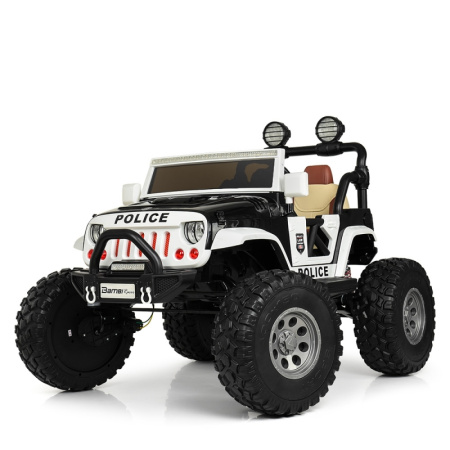 фото Детский полноприводный джип Bambi M 4077EBLR-2-1 Полиция с кожаным сиденьем (черно-белый)