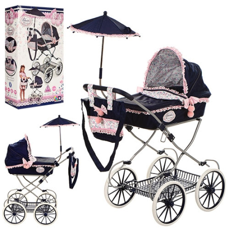 фото Коляска для куклы классика 81014 корзина сумка зонтик