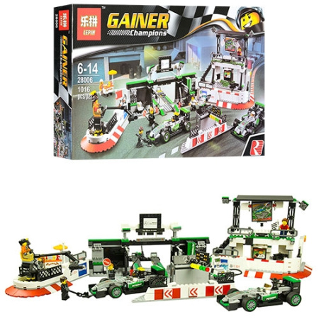 фото Конструктор для детей 28006 гонка машинки пит-стоп (1016 деталей)