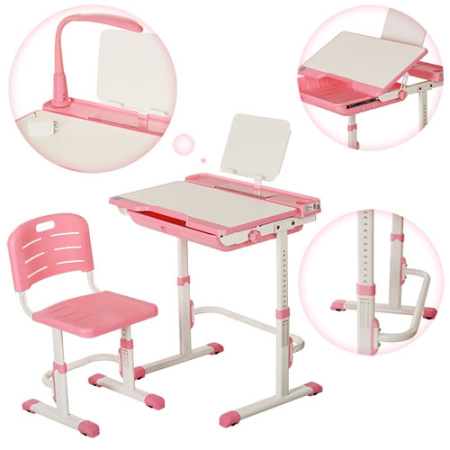 фото Парта для детей Bambi M 3111-8 регулируемая с подставкой (розовая)
