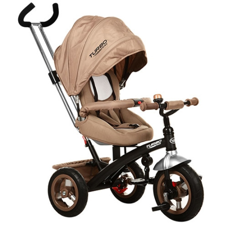 фото Трехколесный велосипед колясочного типа Turbotrike M 3195-3A с резиновыми колесами (бежевый)
