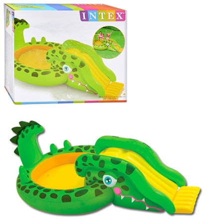 фото Надувной игровой центр 57132 бассейн с горкой Крокодил