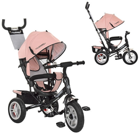 фото Трехколесный велосипед Turbotrike M 3113AL-10 надувные колеса кожаный (нежно-розовый)