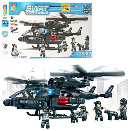 фото Конструктор для детей C0531 спецназ вертолет (542 детали)