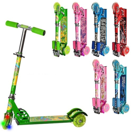 фото Детский складной трехколесный самокат BB 3-009-1 со светящимся колесом