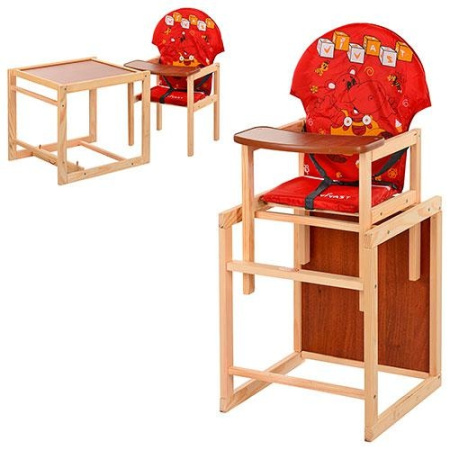 фото Детский стульчик M V-010-21-1 для кормления трансформер 2в 1 Vivast (красный, бегемотик)