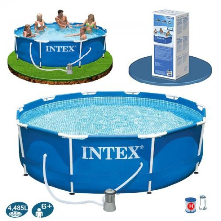 фото Сборный каркасный бассейн Intex 28212  (56996) Metal Frame Pool (366х76 см) с фильтрующим насосом