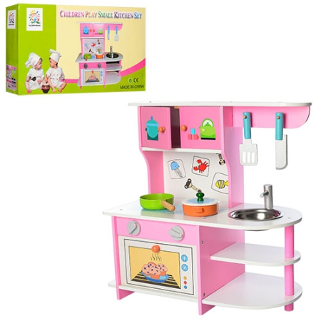 фото Детская деревянная кухня MD 1142 с посудой