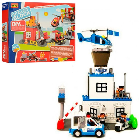 фото Конструктор JIXIN 8188 В-8188 С-9188 В на батарейках, полицейский участок, пожарный участок