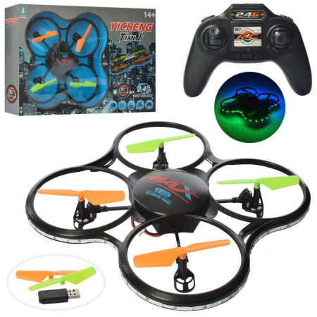 фото Летающий квадрокоптер YC99-16 с запасными лопостями и световыми эффектами