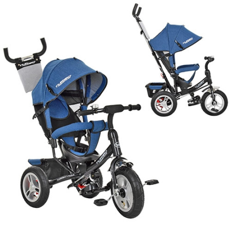 фото Детский трехколесный велосипед TurboTrike M 3113AJ-16 резиновые колеса (джинс-черный мат)