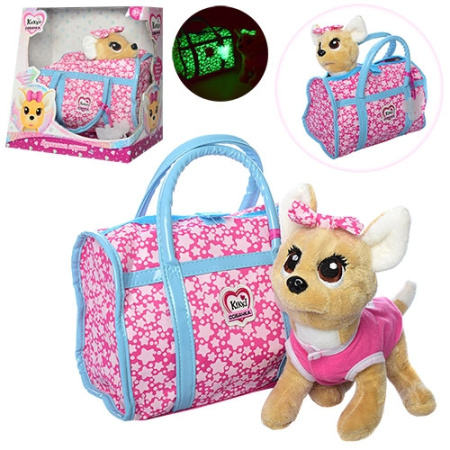 фото Мягкая игровая собачка Кикки M 3835-N-RU с сумочкой на русском языке