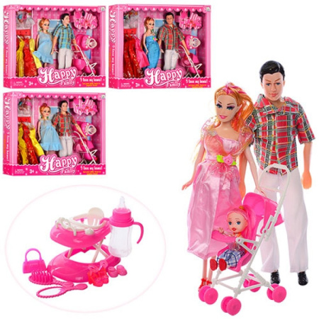 фото Набор кукол Семья 116-35A наряды коляска аксессуары (30см)