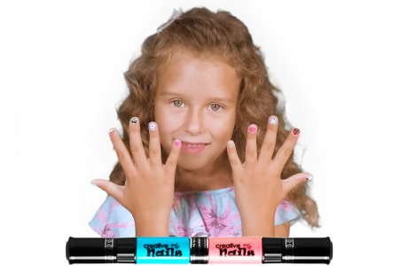 фото Детский лак-карандаш для ногтей Malinos Creative Nails на водной основе (2 цвета Сочный голубой + Нюд)