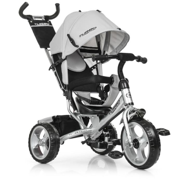 Колясочный велосипед TurboTrike M 3113-19 колеса ЕВА (серый)