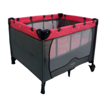 фото Манеж двухуровневый на 2-х колесиках G 200-8 (серо-розовый)