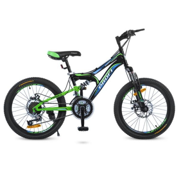 Спортивный велосипед 20 дюймов Profi G20DAMPER S20.1 (черно-салатово-голубой)