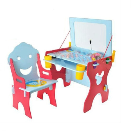 фото Детская парта со стульчиком и мольбертом BAMBI W 017-1 «Фиксики», русский, украинский алфавит