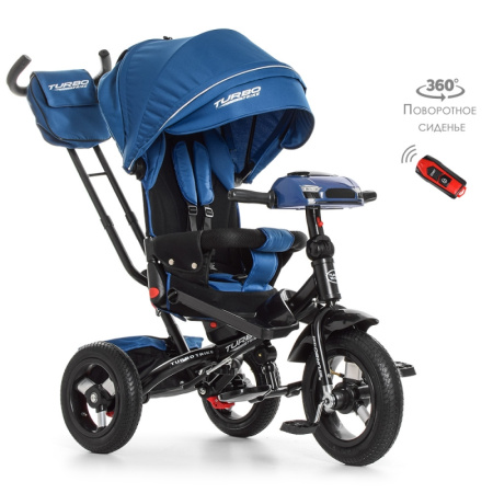фото Колясочный трехколесный велосипед Turbotrike M 4060-11 с поворотным сиденьем и пультом (темно-синий)