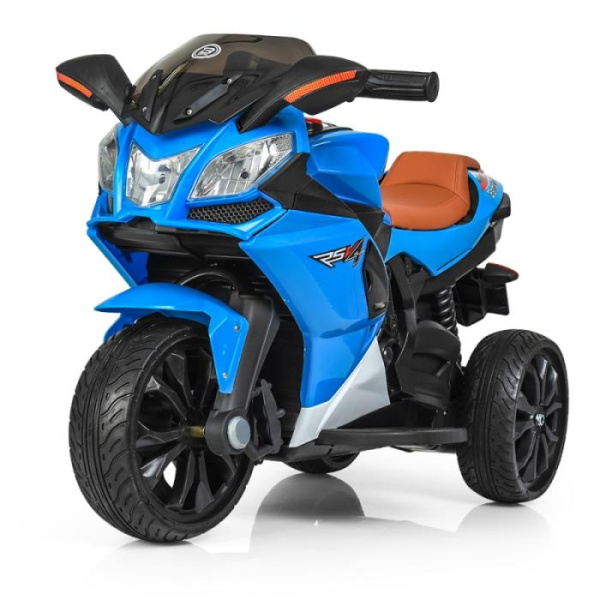 Детский электромобиль мотоцикл Bambi M 3912EL-4 с кожаным сиденьем колеса ЕВА (синий)