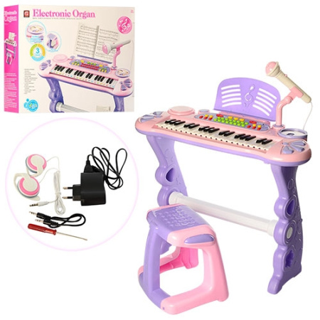 фото Синтезатор для детей CV8818-202A со стульчиком микрофон наушники запись от сети