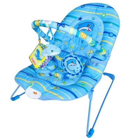 фото Детский шезлонг-качалка М 1103 Дельфин, голубой