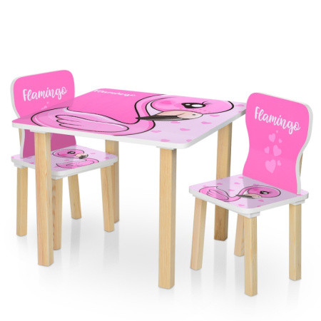 фото Детский деревянный столик 506-70-2 Фламинго со стульчиками