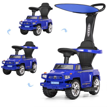 фото Каталка-машинка для детей Range Rover M 3597A-4(2) с родительской ручкой и козырьком (синяя)