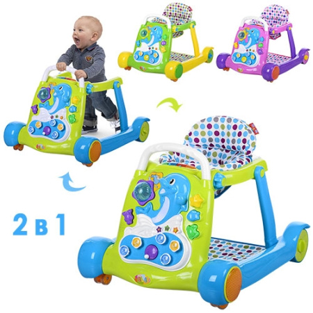 фото Детские ходунки-толкатель 2в1 6080