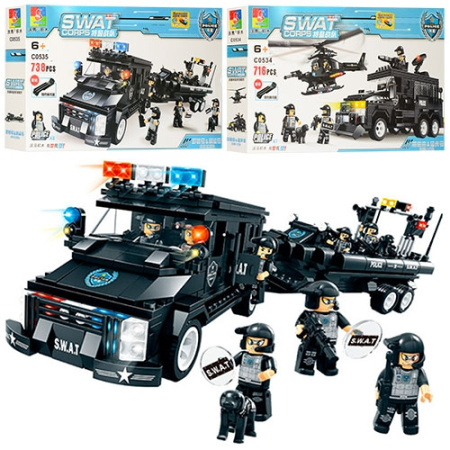 фото Конструктор для детей C0534-С0535 спецназ транспорт (716-738 деталей)