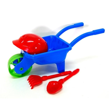 фото Песочный набор Киндервей 01-125: тачка, каска, лопата и грабли