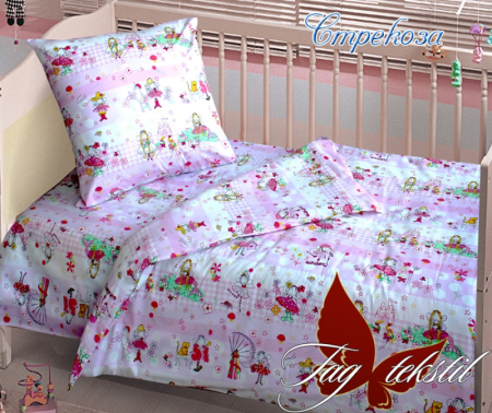 фото Детский комплект постельного белья в кроватку с простынью на резинке Стрекоза (В кроватку-047р)