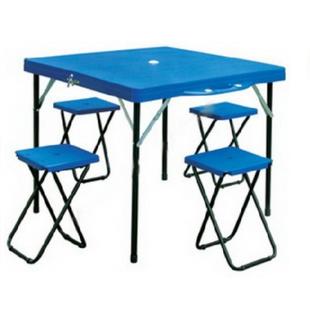 фото Стол-чемодан пластмасовый SJ-8833 + 4 стульчика с металлическими ножками