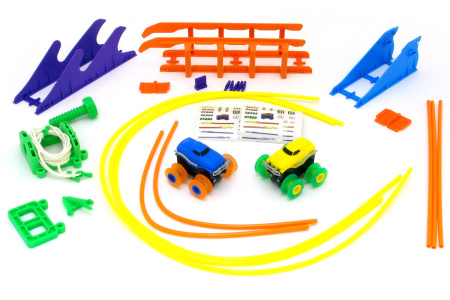 фото Машинки на бат. Trix Trux набор 2 машинки с трассой (синий+желтый)