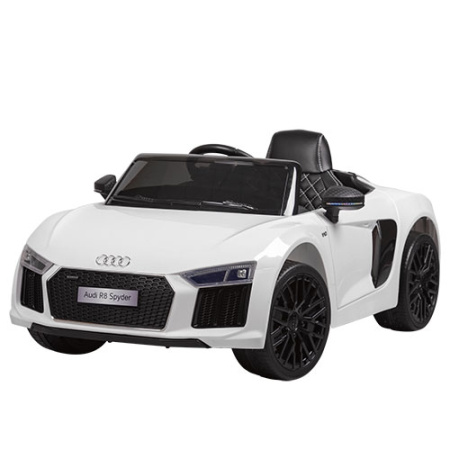 фото Детская машина Audi R8 Spyder JJ2198EBLR-1 с кожаным сиденьем и пультом (белая)