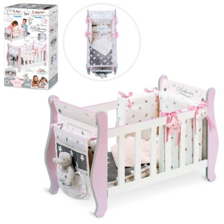 фото Деревянная кроватка для куклы DeCuevas 54724 с постелью