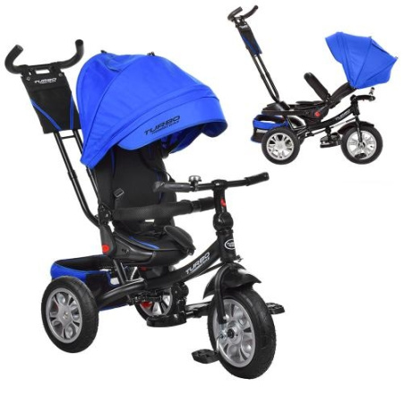 фото Детский трехколесный велосипед TurboTrike M 3646A-10 надувные резиновые колеса (синий)