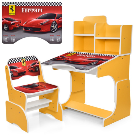 фото Парта со стульчиком для детей W 2071-63-3 машина Ferrari (желтая)