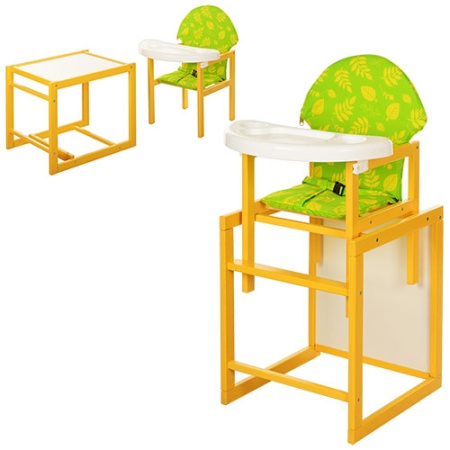 фото Стульчик – трансформер VIVAST М V-100 К-Ж-9 крашенный (зеленый в желтый листик)