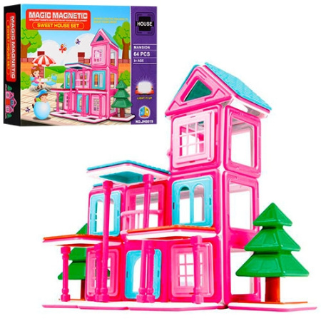 фото Конструктор для детей JH8819 магнитный дом (64 детали)