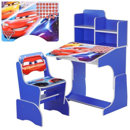фото Детская парта Тачки W 2071-47-2(UA) регулируемая (синяя)