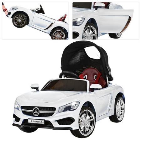 фото Электромобиль для детей Mercedes M 3261EBLR-1 с откидной крышей (белый)