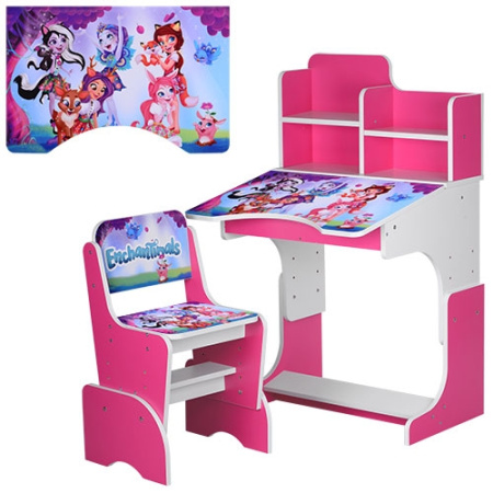 фото Детская парта с регулируемой высотой W 3071-7-1 EnchanTimals (бело-малиновая)