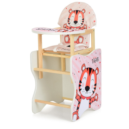 фото Деревянный стульчик-трансформер для кормления М K-112-59-PU Тигр экокожа
